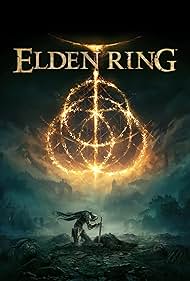 A knight on his knees, while holding himself up with his sword. With a dead body laying infront of him, and a mystical symbol hovering on a desolate horizon.