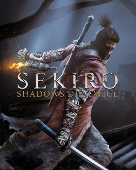 A japanese man holding a katana, another katana on his back, using a magical prosthetic on the other arm, and wearing clothes from an ancient era. He's standing on a roof, and his prothestic is spewing flames from a contraption attached to it.